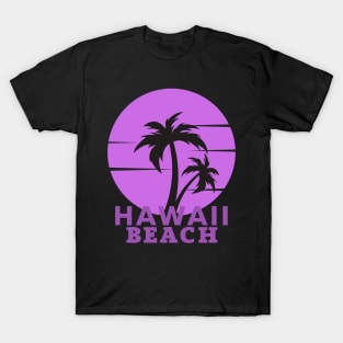 Hawaii Beach sunset Palm Trees T-Shirt